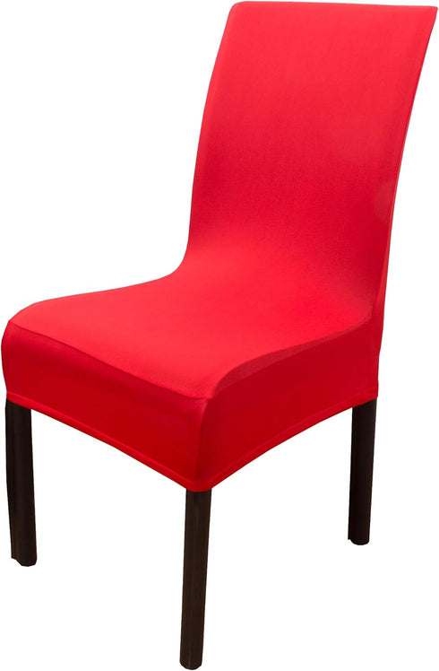 4 Pieces Spandex Stretch Washable Dining Room Chair Cover Chairs Protector Seat Slipcovers for All Seasons (Red, 4)...