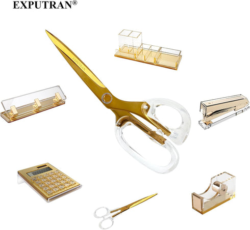 Acrylic Scissors 9-Inch, Clear Acrylic Handle & Gold Stainless Steel Scissors for Office, Home & Sewing Use, Office Supplies and Accessories...