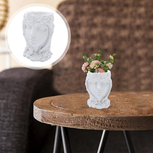 Face Flower Pot 1pc Resin Goddess Flower Pot Female Head Vase Face Head Planter Flower Pots Indoor Bonsai Planter Pot Roman Statue Goddess Statue ...