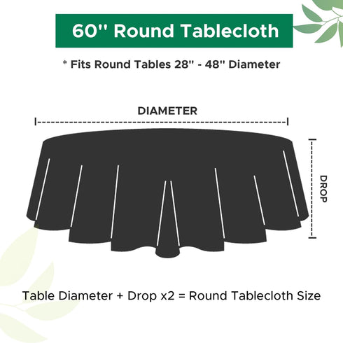 Biscaynebay Textured Fabric Round Tablecloths 60" for Round Tables diameters from 28" to 48", Natural Water Resistant Folding Table Covers Washabl...