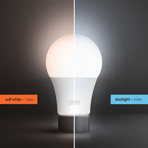 Feit Electric A21 LED Light Bulbs, 100W Equivalent, Dimmable, E26 Standard Base, 90 CRI, 1600 Lumens, 5000K Daylight, 13 Years Lifetime, Frosted W...