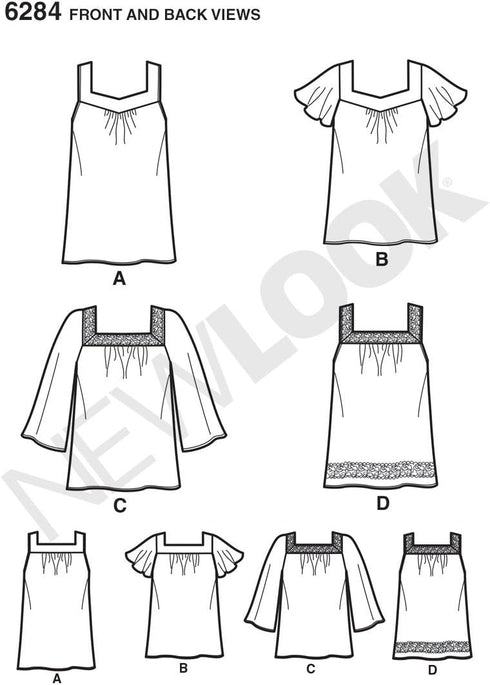 Simplicity Creative Patterns New Look 6284 Misses' Pullover Top in Two Lengths, A (10-12-14-16-18-20-22), Black...