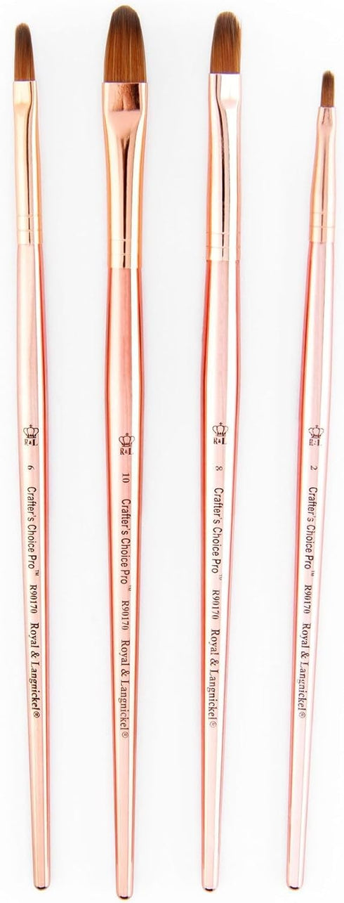 Royal & Langnickel Crafter's Choice Pro Synthetic Sable Filbert Craft Brush Set, 4pc...