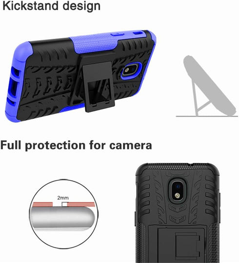 Yiakeng Galaxy J7 2018 Shockproof Protective Case with Kickstand - Blue...