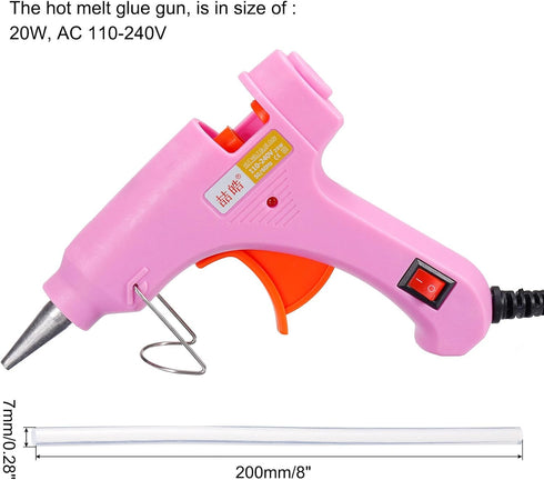 MECCANIXITY Mini Hot Glue Gun Kit with 30pcs Clear Hot Melt Glue Sticks 0.28" x 8"(7mm x 200mm) for Crafts DIY Arts Quick Repair, 20W Pink...