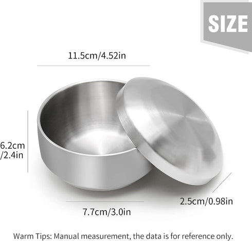 Stainless Steel Rice Bowl with Lid, Set of 2, for Korean Kitchen Restaurant, Double-walled Metal Bowls, Multi-Purpose Insulated Soup Bowls Snacks ...
