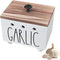 CHONIC Garlic Keeper, Farmhouse Garlic Holder for Counter, Rustic Garlic Container, Wood Garlic Storage Box, Garlic Organizer Bin, Garlic Saver fo...