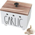 CHONIC Garlic Keeper, Farmhouse Garlic Holder for Counter, Rustic Garlic Container, Wood Garlic Storage Box, Garlic Organizer Bin, Garlic Saver fo...