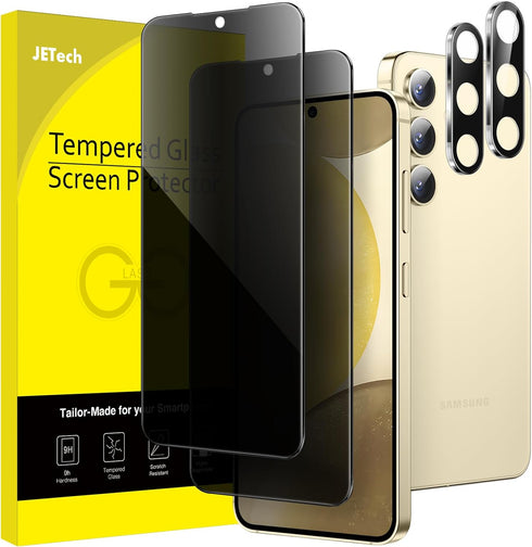 JETech Privacy Screen Protector for Samsung Galaxy S24 5G 6.2-Inch with Camera Lens Protector, Anti-Spy Tempered Glass Film, Fingerprint ID Compat...