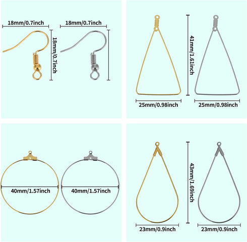 Earrings Beading Hoop Set Earring Making Kit Beading Hoop Earring Finding Hoop Open Beading Hoop Earrings Bulk with 148Pcs Earring Hooks Hoops Wir...