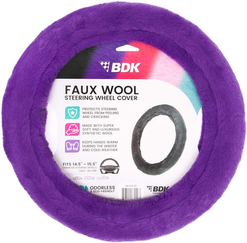 Aspen Purple Fuzzy Steering Wheel Cover for Women – Cute and Stylish Fluffy Fur Steering Wheel Cover for Cars Trucks Vans SUVs, Universal Fit for ...