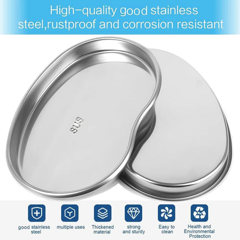 Dental Tray - Prgislew 4 Pack Kidney Trays Stainless Steel Tray Medium Emesis Basin Reusable Metal Kidney Dish for Dental Piercing Lab Instrument ...