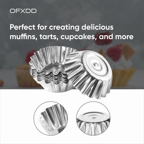 Muffin Cups for Kitchen Baking 2.36 Inch - Metal Egg Tart Molds for Baking, 30 Pcs - Reusable Mini Tart Tins and Cupcake...