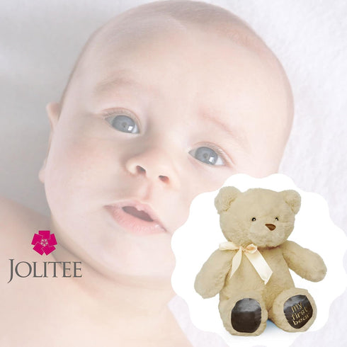 Jolitee My First Bear Stuffed Animal - Beige Neutral Teddy Bear for Baby for Newborn 10"...