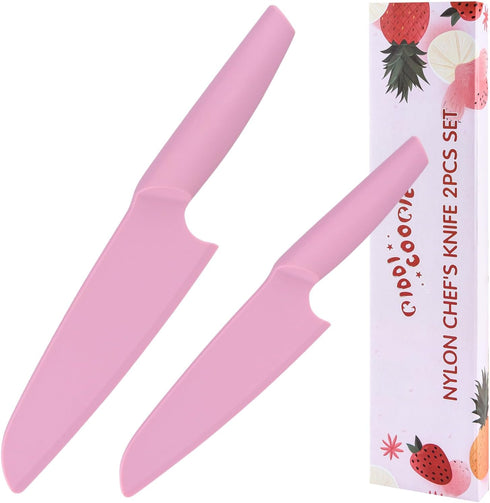 Nylon Knife for Nonstick Pans, 2 pcs Kitchen Knife Safe for Kids, Nonstick Knife Resistant to high temperatures up to 460 degrees Fahrenheit, Pink...
