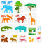 FINGERINSPIRE 16PCS African Animals Stencil Trees Grass Plants Drawing Template Giraffe Elephant Lion Crocodile Rhino Deer Orangutan Cow Bird Eagl...
