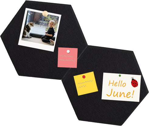 Hexagon Felt Bulletin Board, 8.7"x7.5"x0.35" 2 Pack Self-Adhesive Tiles Pin Board for Office Home School Decor Stickers Memos Photos Display(BK-19...