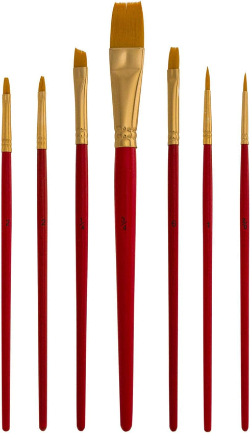 U.S. Art Supply Golden Taklon 7-Piece Nylon Hair Artist Paint Brush Set...