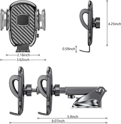 Cell Phone Holder for Car,Dashboard/Windshield/Air Vent Cell Phone Holder,Universal Sturdy Suction Cup Car Phone Mount,Compatible with All Smart P...