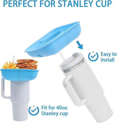 Snack Bowl for Stanley Cup with Upgraded Tight-Fitting Cover, Reusable Snack Tray with Lid Fits for Stanley 40 oz Tumbler with Handle, Stanley Acc...