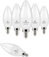 hansang E12 LED Candelabra Bulbs 3000K Soft White 6W 60Watt Equivalent, B11 Ceiling Fan Light Bulbs Small Base, C37 Type B Light Bulb for Chandeli...
