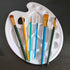 7 Pack Paint Brush Set with 6 Brushes w/Bonus 1 Palette Plastic Tray for Painting with Oil, Watercolor, Artist Gift, Classroom Supplies, Kids Birt...
