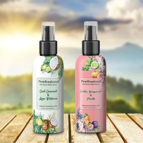 Pewfessional poop spray for toilet, pre poo toilet bathroom odor eliminator and air freshener, 2.5 Ounce, 5 bottles Travel Size...