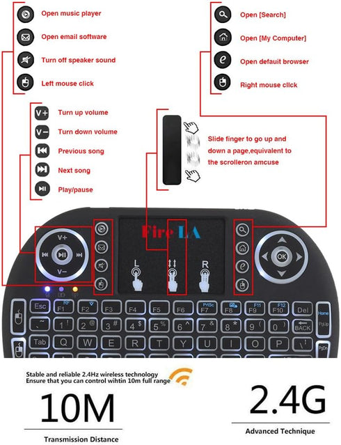 Rii 2.4GHz Mini Wireless Keyboard with Touchpad?QWERTY Keyboard,LED Backlit,Portable Keyboard Wireless for laptop/PC/Tablets/Windows/Mac/TV/Xbox/P...
