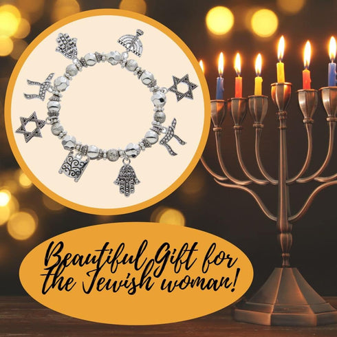 PammyJ Jewish Jewelry Hebrew Charm Stretch Bracelet...