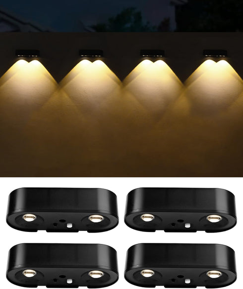 Solar Fence Lights, 50 Lumens Bright Lens LED Solar Lights Outdoor Waterproof, Warm White/Cool White/RGB Mode, Solar Lights for Fence, Deck, Wall,...