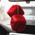 Giveme5 3 inch Pair of Retro Square Mirror Hanging Couple Fuzzy Plush Dice with Dots for Car Interior Ornament Decoration (Red)...