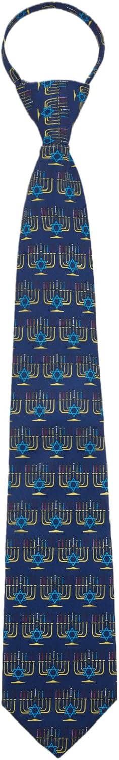 Jacob Alexander Men's Menorah Candle Lights Happy Hanukkah Star of David Zipper Neck Tie...
