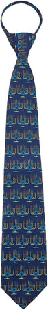Jacob Alexander Men's Menorah Candle Lights Happy Hanukkah Star of David Zipper Neck Tie...