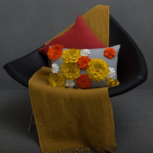 Handmade 3D Flower Decorative Throw Pillow Cover Stereo Floral Cushion Cover Rectangle Pillow Case for Sofa Home Bed Living Room Decor 12 X 20 Inc...