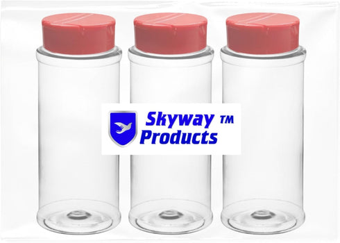 Skyway Supreme 12 OZ Plastic Spice Bottles Seasoning Containers Jars - Flap Cap Pour and Sifter Spice Shaker - Refillable Perfect For BBQ Rub Herb...