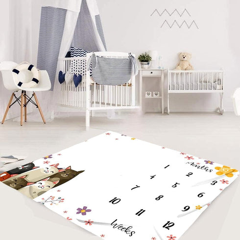 Cute Cat Baby Monthly Milestone Blanket for Boys and Girls, 48x40in, Baby Growth Chart Monthly Blanket BTZMME21...