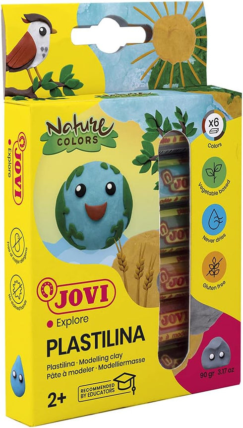 Jovi Plastilina Reusable and Non-Drying Modeling Clay; Nature Colors, 0.50 Oz. Bars, Set of 6, Perfect for Arts and Crafts Projects...