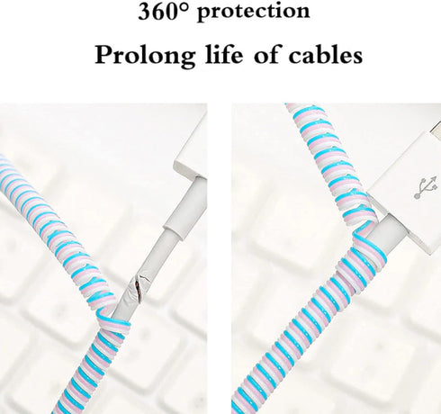 Augen Spiral Cable Protector Wrap for iPhone and Android Charging Cable, Phone Data Cable Sleeve Protector, Charger Cord Wire Protector (Dark Blue...