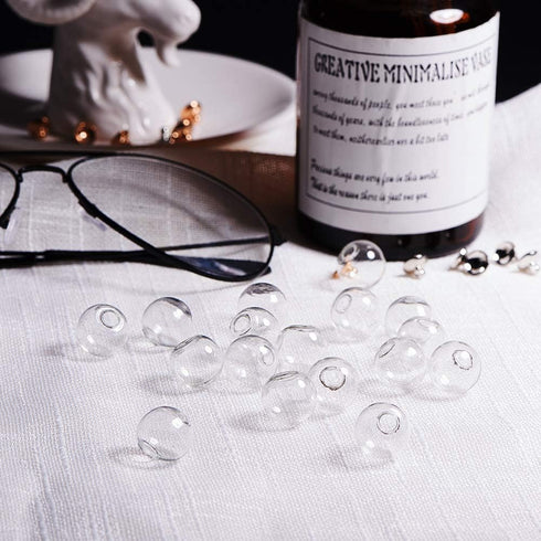 PH PandaHall 30 Pcs 18mm Mini Empty Clear Glass Globe Bottle Wish Ball Bottles DIY Pendant Charms with 30 Pcs 8mm Cap Bails for Jewelry Making...