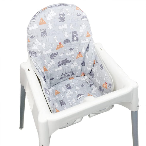 ZARPMA Cotton Seat Covers for IKEA Antilop Highchair, Padded, Forest Pattern Foldable Baby Highchair Cover for IKEA Child Chair Cushion (Grey Fore...
