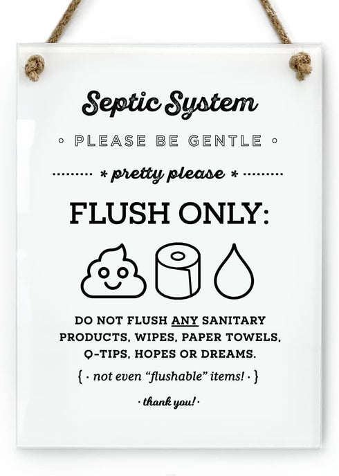 6x8 Inch Cute Emoji Septic System Bathroom Sign ~ Ready to Hang ~ Premium Finish, Durable (1)...