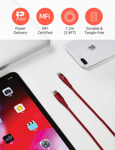 iPhone 13 12 Fast Charger Cable, Apple MFi Certified USB C to Lightning Cable USB C to USB A Adapter Anti Lost Clip 3.9ft Cable PD Power delivery ...