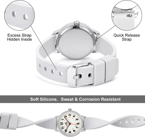 ManChDa Nurse Watch Nursing Watch Medical Watch for Women Waterproof Watch with Second Hand Easy to Read Watch Military Time Watch Luminous Watch ...