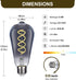 ST58 (ST19) LED Edison Bulbs 45 Watt Equivalent, CRI 80+, High Brightness Daylight White 5000K Smoky Grey Glass, Dimmable Antique LED Filament Bul...