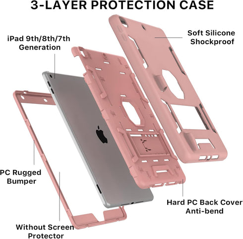 Case for iPad 9th/8th/7th Generation 2021/2020/2019 with Pencil Holder, Slim Heavy Duty Shockproof Rugged High Impact Protective Case for iPad 10....