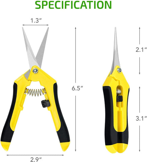 iPower 6.5 Inch Gardening Scissors Hand Pruner Pruning Shear with Straight Stainless Steel Blades, Yellow, 2-Pack...
