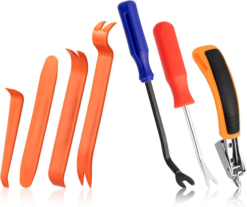 7 Pieces Staple Remover Tools Set for Upholstery, Construction and Auto Car, Professional Tack and Nail Puller Kit for Efficiently and Easily Remo...