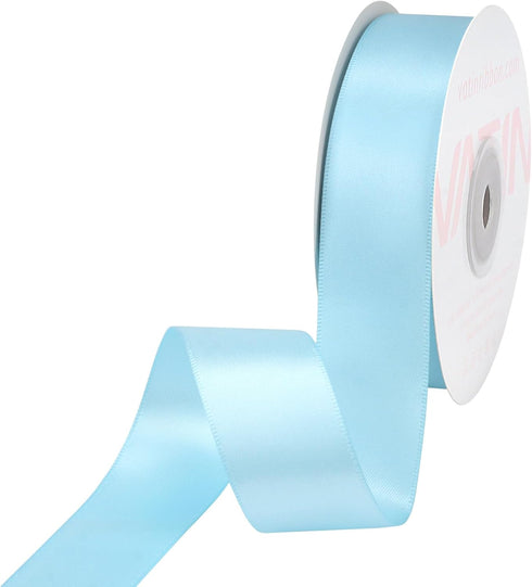 VATIN Double Face Light Blue Satin Ribbon 1" Continuous 25 Yards,Blue Polyester Fabric Ribbon use for Bows Bouquet, Gift Wrapping, Floral Arrangem...