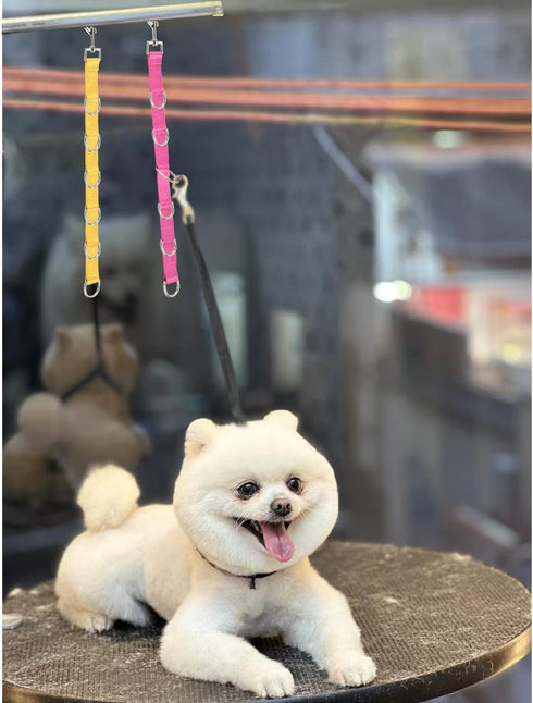 Dog Grooming Extension Strap Grooming Loop Extender Dog Extension Loop Grooming Loop Extension 6 D-Rings Rosered & Yellow...