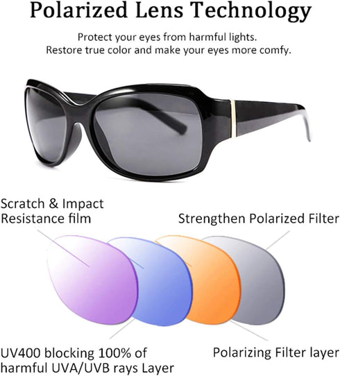FEISEDY Polarized Oversized Sunglasses for Women Men, Classic Rectangle Wrap Around Large Frame UV400 Protection B2504...